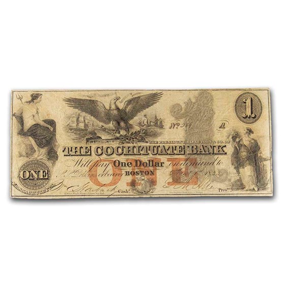 1853 $1 The Cochituate Bank of Boston, MA MA-130 VG 1853 $1 The Cochituate Bank of Boston, MA MA-130 VG