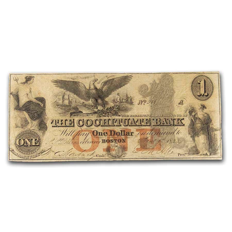 1853 $1 The Cochituate Bank of Boston, MA MA-130 VG