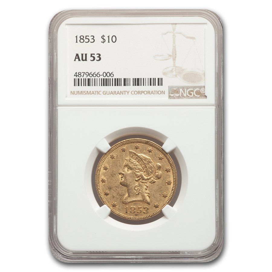 1853 $10 Liberty Gold Eagle AU-53 NGC