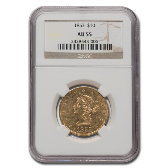 1853 $10 Liberty Gold Eagle AU-55 NGC 1853 $10 Liberty Gold Eagle AU-55 NGC