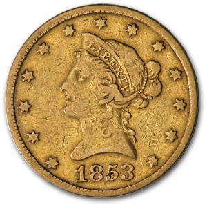 1853 $10 Liberty Gold Eagle (Cleaned) 1853 $10 Liberty Gold Eagle (Cleaned)