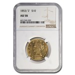 1853/2 $10 Liberty Gold Eagle AU-58 NGC
