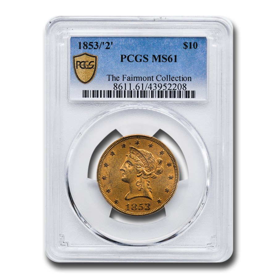 1853/2 $10 Liberty Gold Eagle MS-61 PCGS