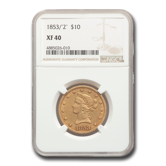 1853/2 $10 Liberty Gold Eagle XF-40 NGC 1853/2 $10 Liberty Gold Eagle XF-40 NGC