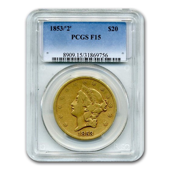 1853/2 $20 Liberty Gold Double Eagle Fine-15 PCGS 1853/2 $20 Liberty Gold Double Eagle Fine-15 PCGS