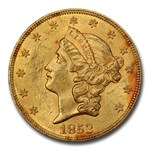 1853/2 $20 Liberty Gold Double Eagle MS-62 PCGS
