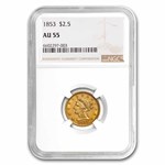1853 $2.50 Liberty Gold Quarter Eagle AU-55 NGC