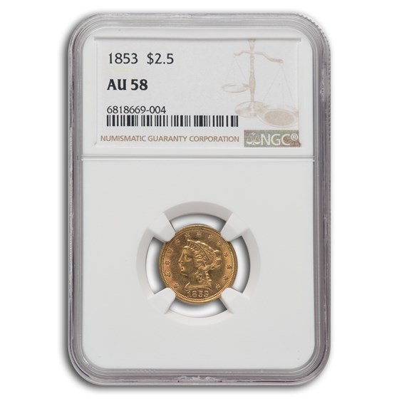 1853 $2.50 Liberty Gold Quarter Eagle AU-58 NGC