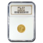 1853 $2.50 Liberty Gold Quarter Eagle MS-61 NGC