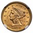 1853 $2.50 Liberty Gold Quarter Eagle MS-62 NGC