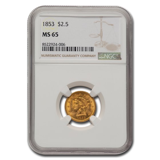 1853 $2.50 Liberty Gold Quarter Eagle MS-65 NGC 1853 $2.50 Liberty Gold Quarter Eagle MS-65 NGC