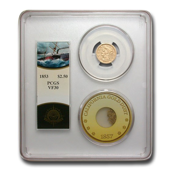 1853 $2.50 Liberty Gold Quarter Eagle VF-30 PCGS (SS Cen America) 1853 $2.50 Liberty Gold Quarter Eagle VF-30 PCGS (SS Cen America)