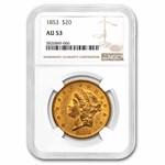 1853 $20 Liberty Gold Double Eagle AU-53 NGC