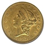 1853 $20 Liberty Gold Double Eagle AU-58 NGC CAC