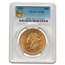 1853 $20 Liberty Gold Double Eagle AU-58 PCGS