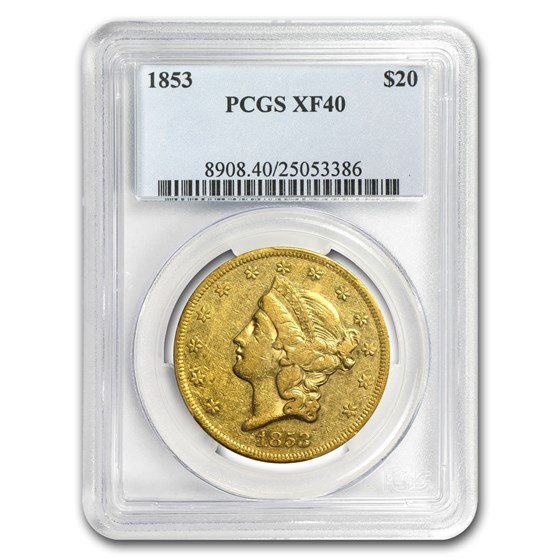 1853 $20 Liberty Gold Double Eagle XF-40 PCGS 1853 $20 Liberty Gold Double Eagle XF-40 PCGS