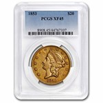 1853 $20 Liberty Gold Double Eagle XF-45 PCGS