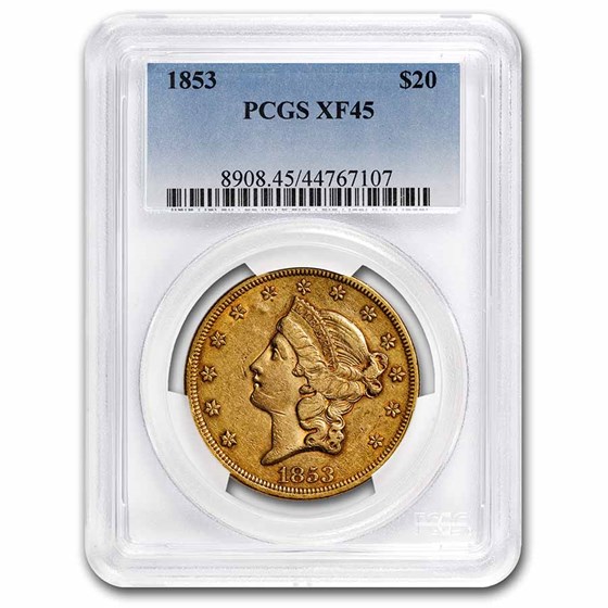 1853 $20 Liberty Gold Double Eagle XF-45 PCGS 1853 $20 Liberty Gold Double Eagle XF-45 PCGS