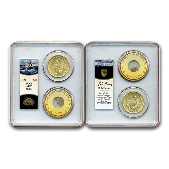 1853 $20 Moffat & Co Liberty Gold Double Eagle AU-55 PCGS