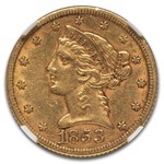1853 $5 Liberty Gold Half Eagle AU-53 NGC