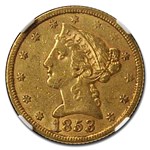 1853 $5 Liberty Gold Half Eagle AU-53 NGC