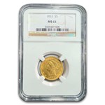 1853 $5 Liberty Gold Half Eagle MS-61 NGC