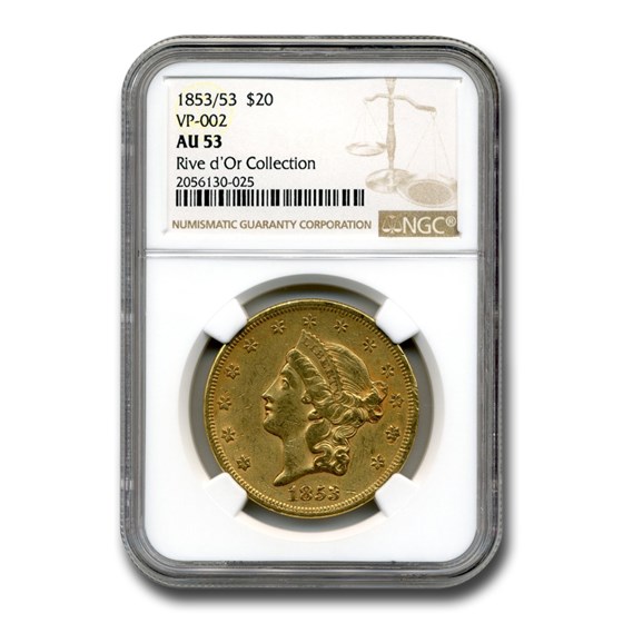 1853/53 $20 Liberty Gold Double Eagle AU-53 NGC (VP-002) 1853/53 $20 Liberty Gold Double Eagle AU-53 NGC (VP-002)