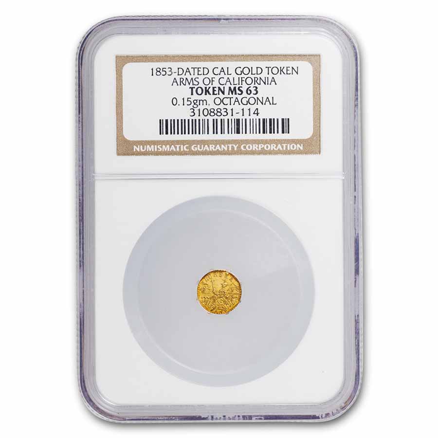 Buy 1853 Arms of California Fractional Gold Token MS-63 Octagonal