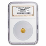 1853 Arms of California Fractional Gold Token MS-63 Octagonal NGC