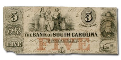 1853 Bank of South Carolina, Charleston, SC $5 SC-30 VF 1853 Bank of South Carolina, Charleston, SC $5 SC-30 VF