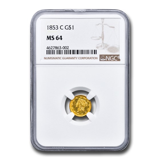 1853-C $1 Liberty Head Gold MS-64 NGC