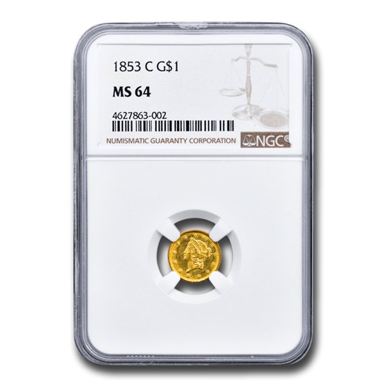 1853-C $1 Liberty Head Gold MS-64 NGC 1853-C $1 Liberty Head Gold MS-64 NGC