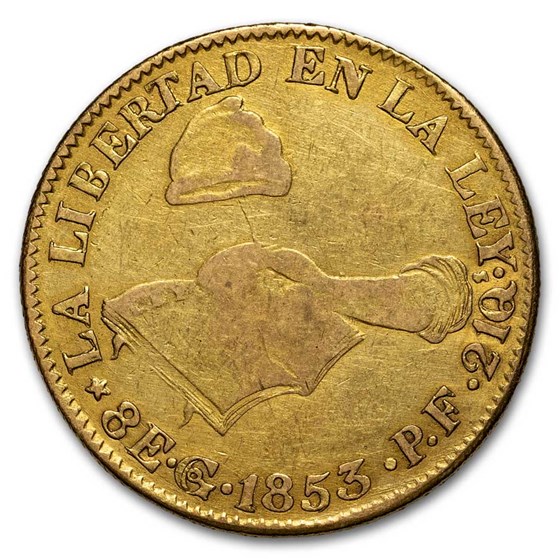 1853-Go PF Federal Republic of Mexico Gold 8 Escudos XF 1853-Go PF Federal Republic of Mexico Gold 8 Escudos XF