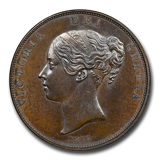 1853 Great Britain Penny Victoria PF-64 NGC (Brown) 1853 Great Britain Penny Victoria PF-64 NGC (Brown)