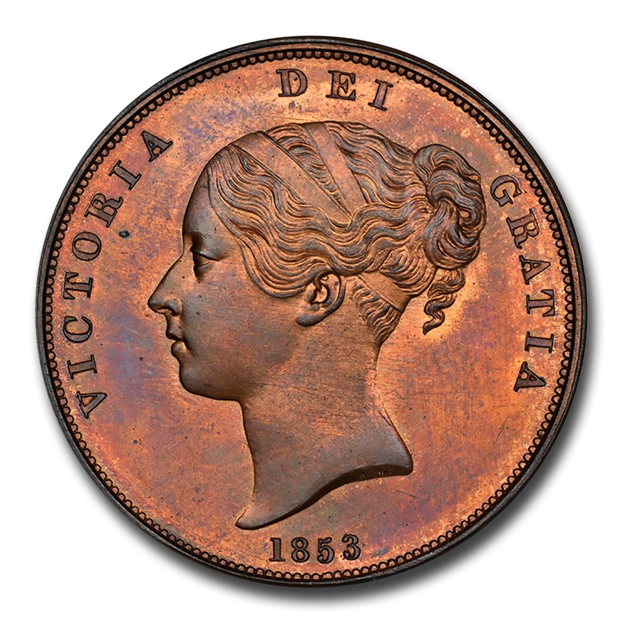 1853 Great Britain Penny Victoria PF-66 NGC (Red/Brown)
