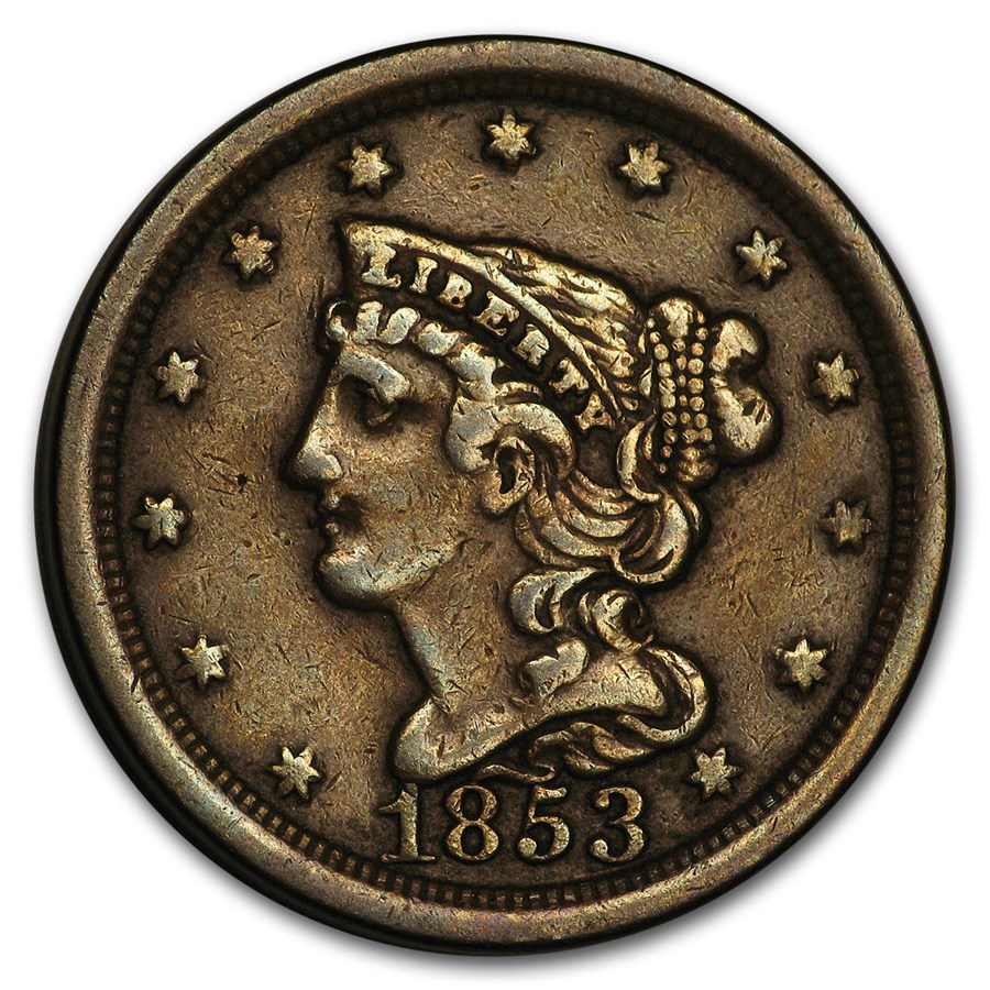 1853 Half Cent VF