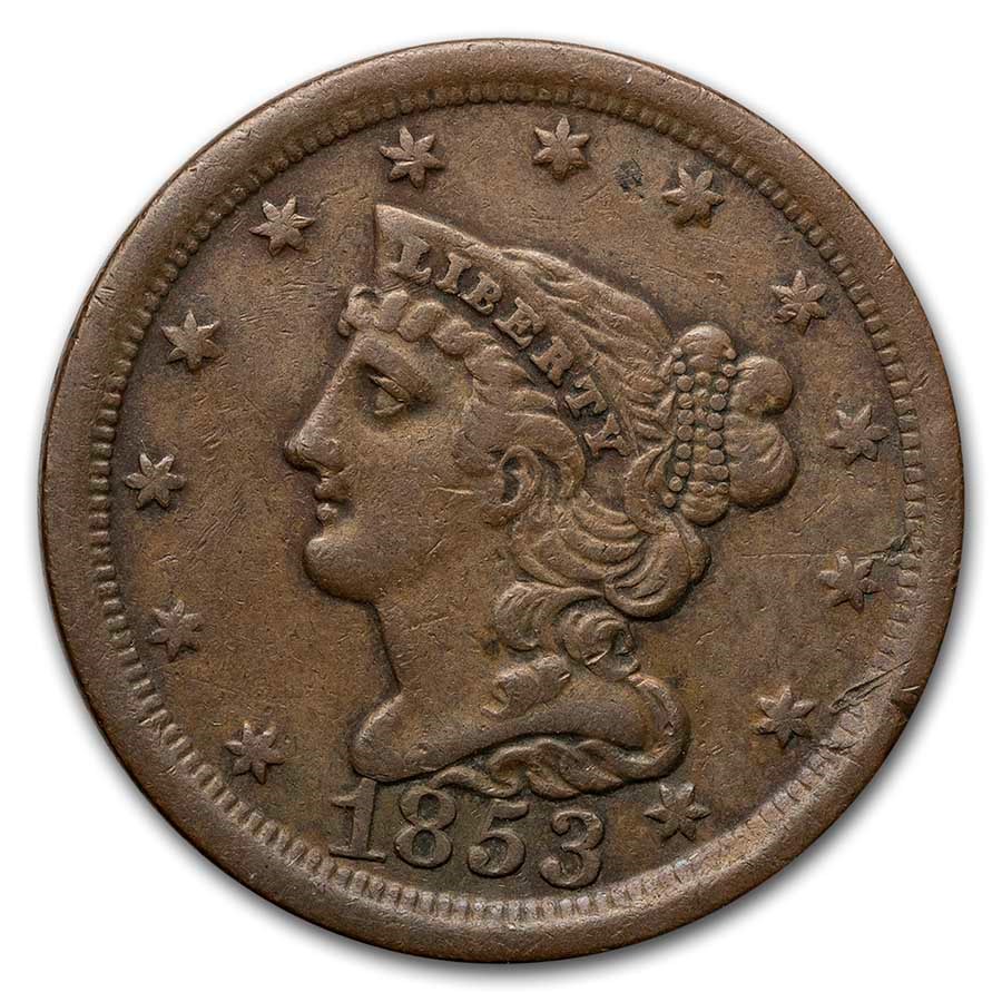 1853 Half Cent XF