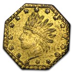 1853 Indian Octagonal California Gold Token AU