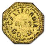 1853 Indian Octagonal California Gold Token AU