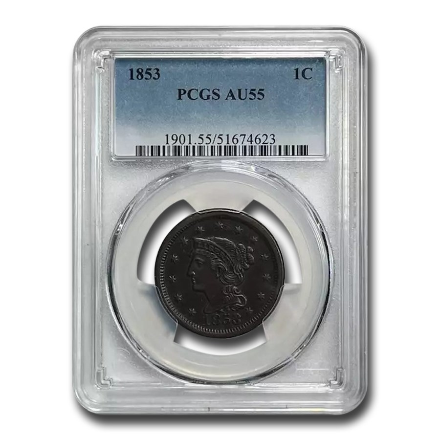 1853 Large Cent AU-55 PCGS