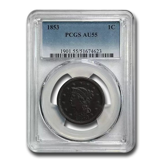 1853 Large Cent AU-55 PCGS 1853 Large Cent AU-55 PCGS