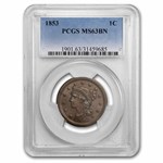 1853 Large Cent MS-63 PCGS (Brown)