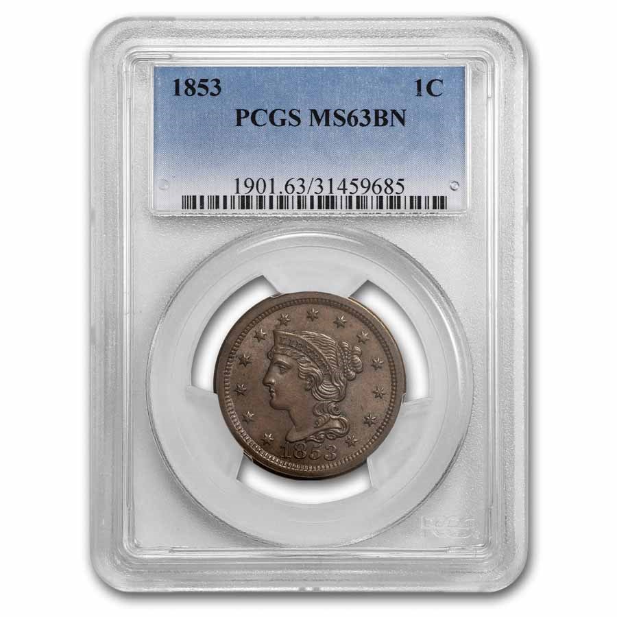 1853 Large Cent MS-63 PCGS (Brown)