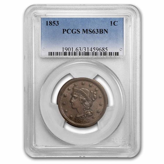1853 Large Cent MS-63 PCGS (Brown) 1853 Large Cent MS-63 PCGS (Brown)