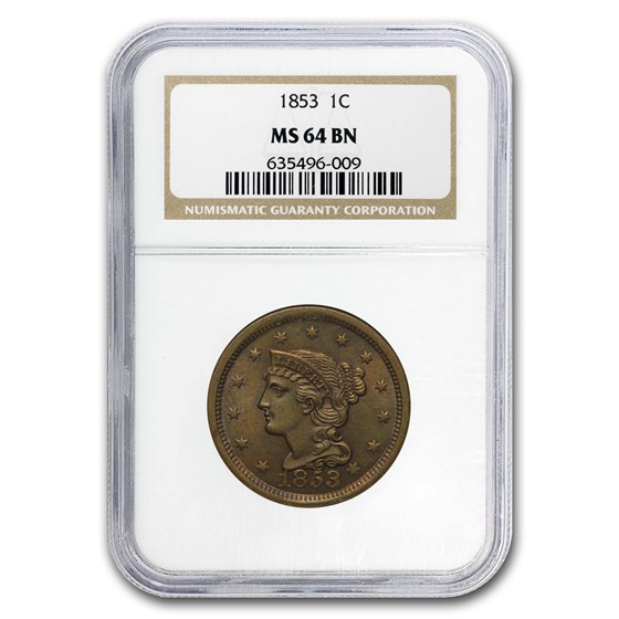 1853 Large Cent MS-64 NGC (Brown) 1853 Large Cent MS-64 NGC (Brown)