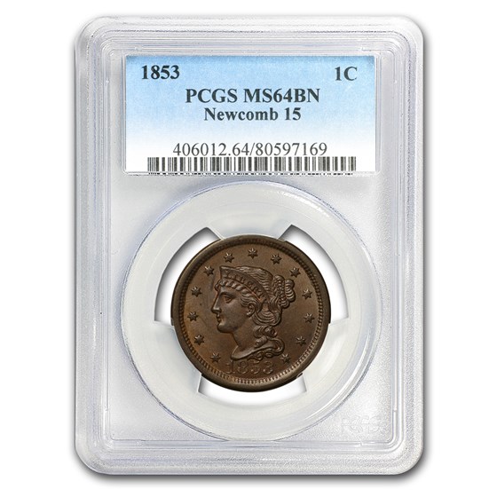 1853 Large Cent MS-64 PCGS (Brown) 1853 Large Cent MS-64 PCGS (Brown)