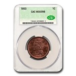 1853 Large Cent MS-65 CACG (Red/Brown)
