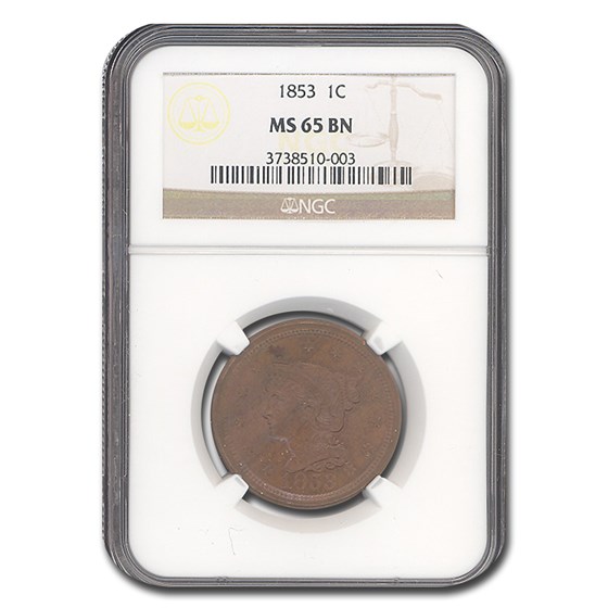 1853 Large Cent MS-65 NGC (Brown) 1853 Large Cent MS-65 NGC (Brown)