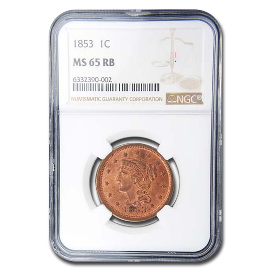 1853 Large Cent MS-65 NGC (Red/Brown) 1853 Large Cent MS-65 NGC (Red/Brown)