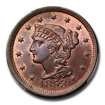 1853 Large Cent MS-65 PCGS CAC (Red/Brown)
